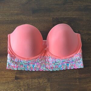 Pink by VS Strapless Coral Lace Women's Bra size 32D